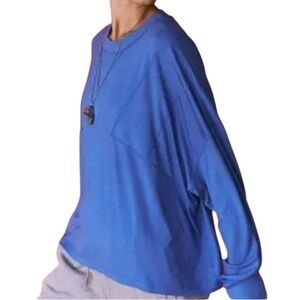 Free People Movement Runner Up Blue Long Sleeve Relaxed Fit Top Womens Size L